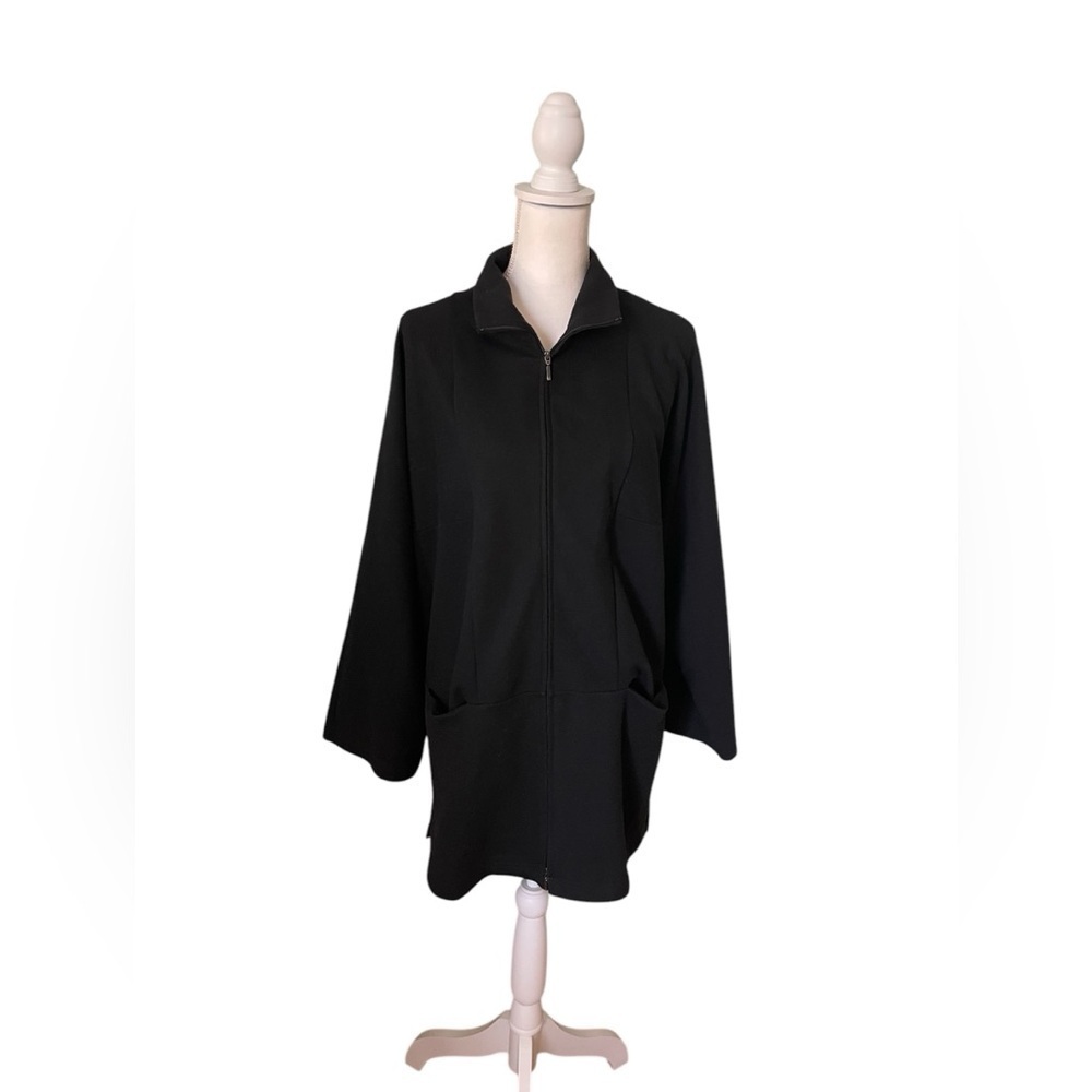 J.Jill Pure Jill Women’s Size Small Fleece Sweatshirt Mid Length Black Jacket - Picture 3 of 11